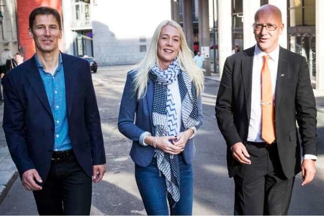 Inge Erlend Næsset i Norgsegruppen (t.v.), Mette Fossum Beyer i Rema 1000 og Geir Inge Stokke i Coop Norge