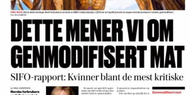 Oppslag i VG om SIFO-undersøkelsen. Foto: Skjermdump