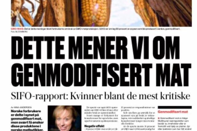 Oppslag i VG om SIFO-undersøkelsen. Foto: Skjermdump